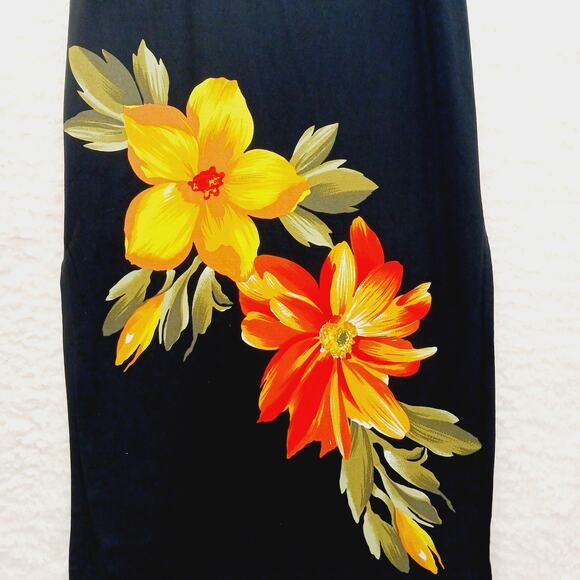 Dress Maxi Size M Black Goth Revival Bloomcore Cruise Resort Tropical Vacation - Picture 3 of 14